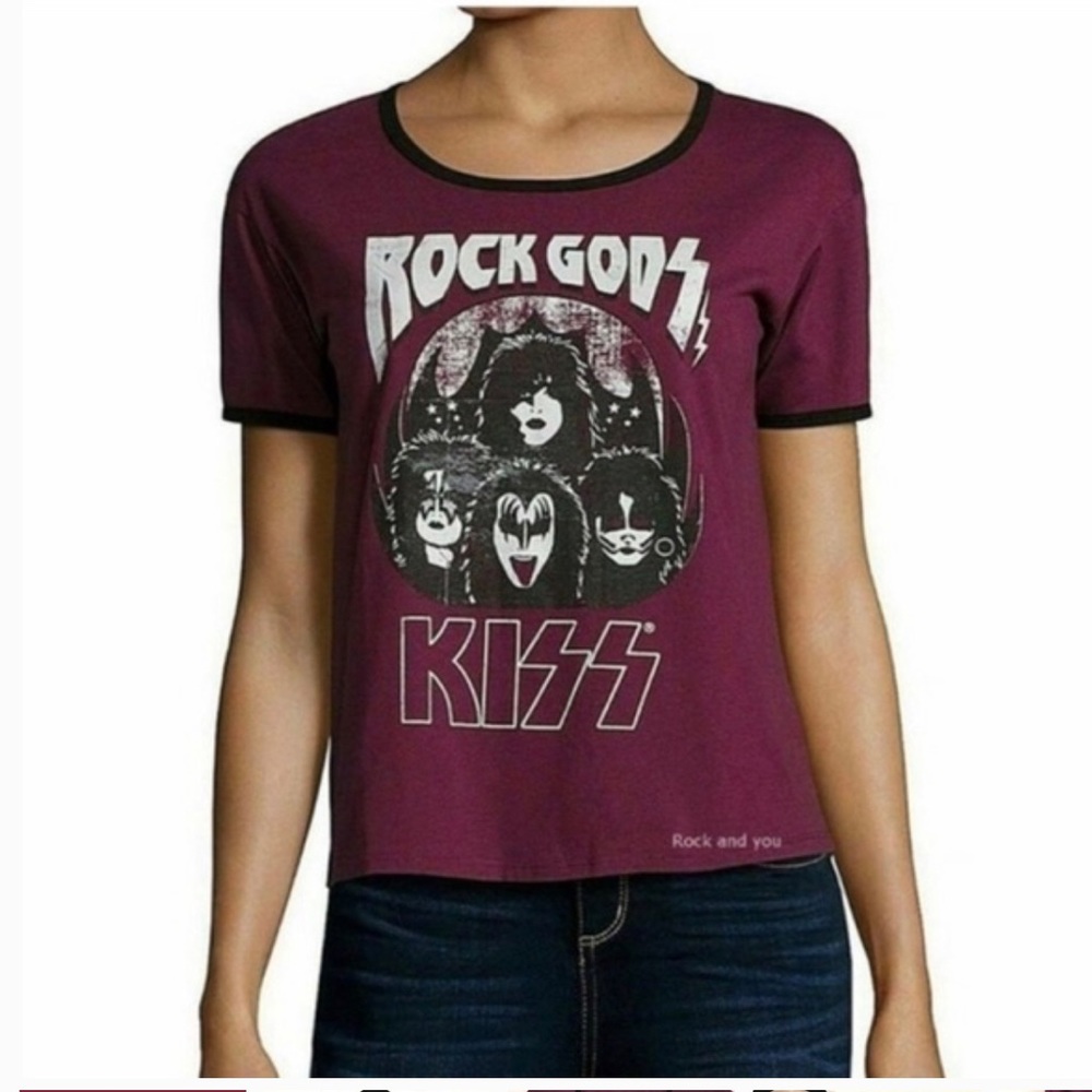 KISS Rock Gods Band Graphic Tee Shirt Maroon size: LARGE